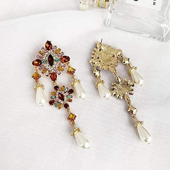 Bridal Formal Chandelier Pearl Earrings - Picture 4 of 6